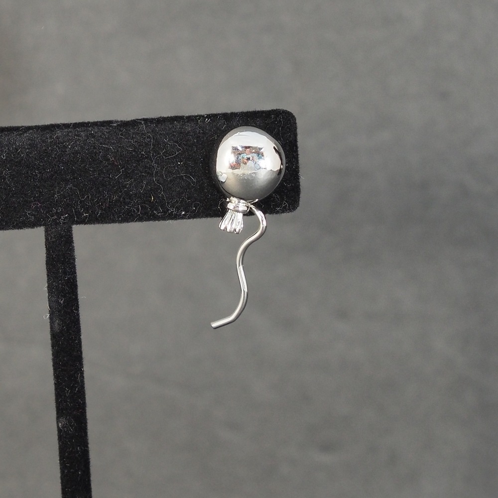 Trifari Lapel Pin Tie Tack Balloon Silver Tone Vintage Signed Estate Novelty